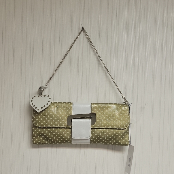 Roberta Gandolfi Polka Dot Clutch with Chain Strap, New With Tags. Leather - Picture 1 of 8
